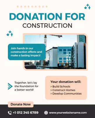 Modern Charitable Construction Donation Fundraising Poster Template