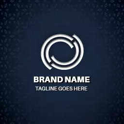 Modern Circular Design Against Dark Blue Background Mockup Logo Template