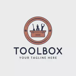 Modern Circular Design Featuring Essential Toolbox Tools Logo Template