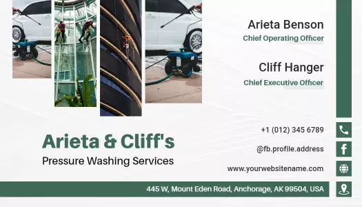 Modern Clean Aesthetic Pressure Washing Services Business Card Template