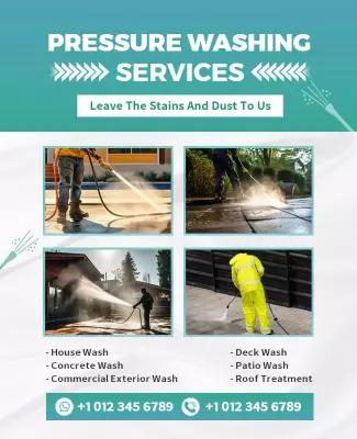 Modern Clean Pressure Washing Services Promotional Poster Template