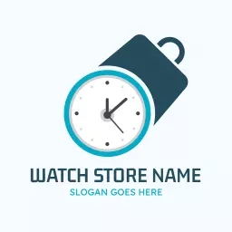 Modern Clock Design with Stylish Watch Store Logo Template
