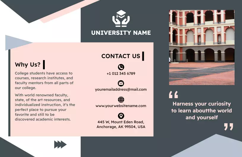 Modern College Academic Opportunities and Faculty Spotlights Brochure Template