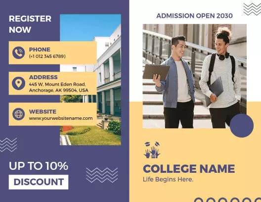 Modern College Admission Open Discount Registration Brochure Template