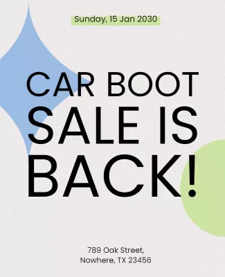 Modern Colorful Car Boot Sale Announcement Poster Template