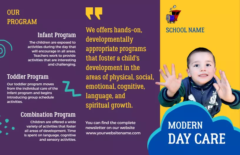 Modern Colorful Daycare Programs Development Brochure Template
