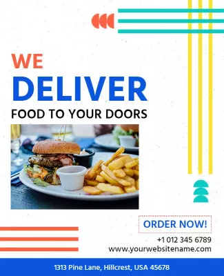 Modern Colorful Food Delivery Service Poster Template
