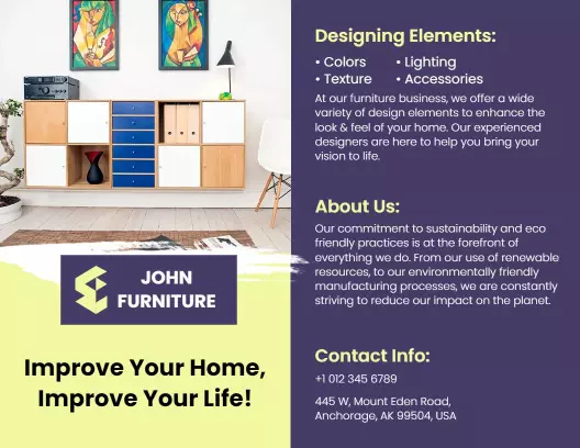 Modern Colorful Furniture Design and Home Décor Brochure Template