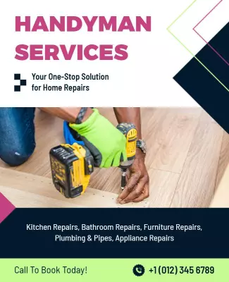 Modern Colorful Handyman Services Repair Poster Template