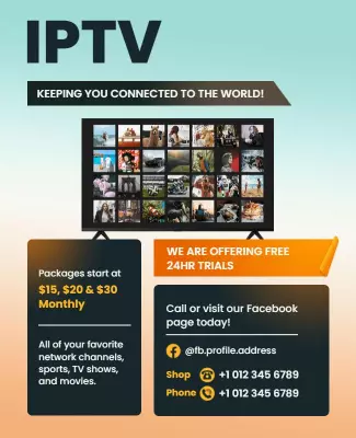 Modern Colorful IPTV Subscription Offers Service Poster Template