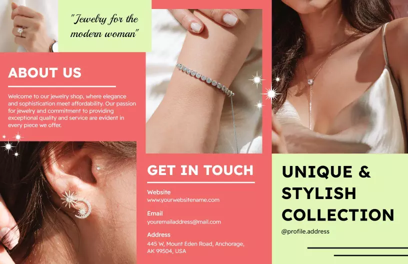 Modern Colorful Jewelry Collection Showcase Brochure Template
