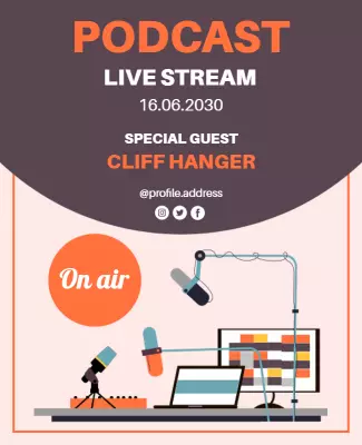 Modern Colorful Podcast Live Stream Announcement Poster Template