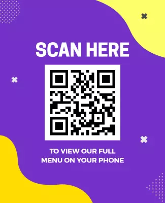 Modern Colorful QR Code Restaurant Menu Accessibility Poster Template