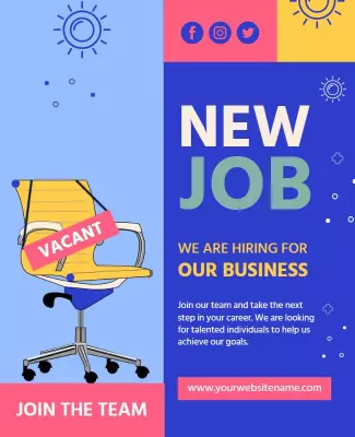 Modern Colorful Recruitment Announcement Job Opening Poster Template