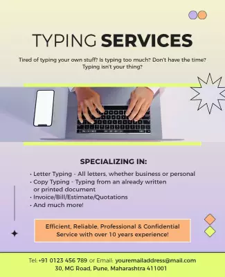 Modern Colorful Typing Services Advertisement Poster Template