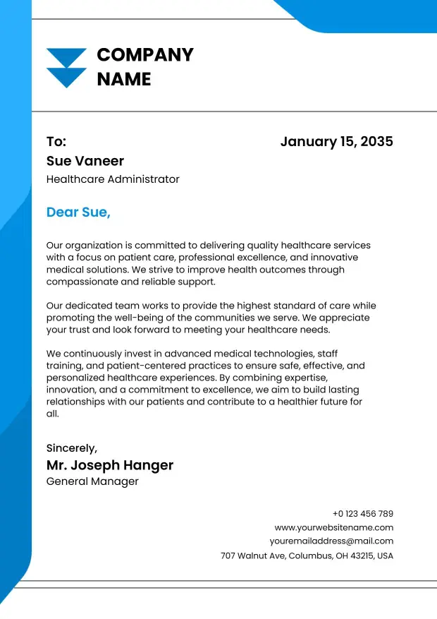 Modern Community Healthcare Company Letterhead Template