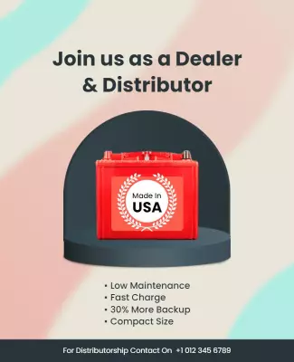 Modern Compact Battery Distributor Recruitment Poster Template