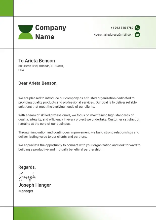 Modern Company Communication Letterhead Template