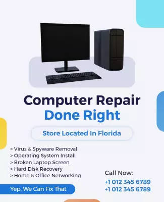 Modern Computer Repair Services for Home and Office Poster Template