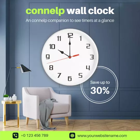 Modern Connellp Wall Clock with Timer Display Ad Template