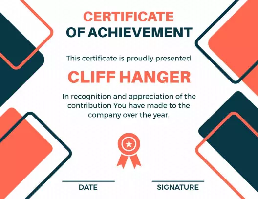 Modern Coral and Black Achievement Award Certificate Template