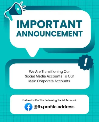 Modern Corporate Transition Notice for Social Media Accounts Flyer Template