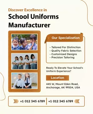 Modern Cream and Orange School Uniforms Manufacturer Poster Template
