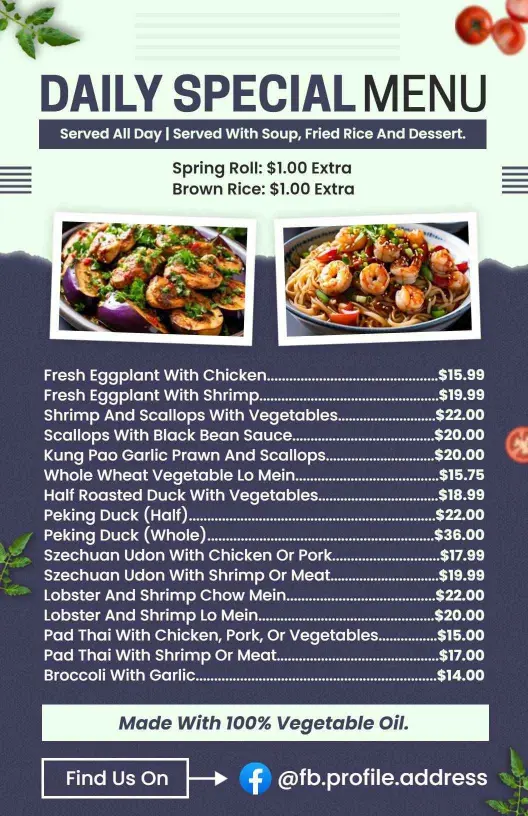 Modern Culinary Delight Daily Special Menu Template