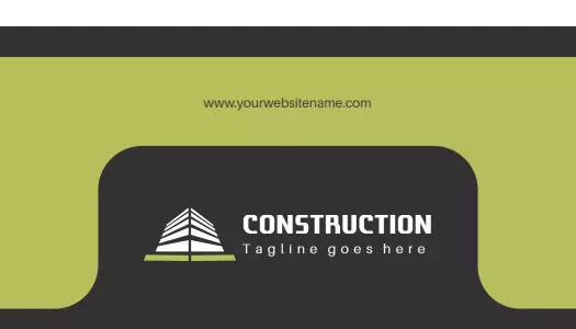 Modern Dark and Green Construction Company Business Card Template