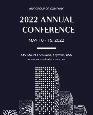 Modern Dark Cityscape Annual Conference Poster Template