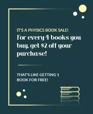 Modern Dark Green Physics Book Sale Discount Poster Template