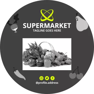 Modern Dark Grey Supermarket Produce Business Card Template