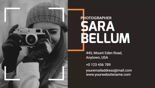 Modern Dark Photography Business Card for Sara Bellum Template