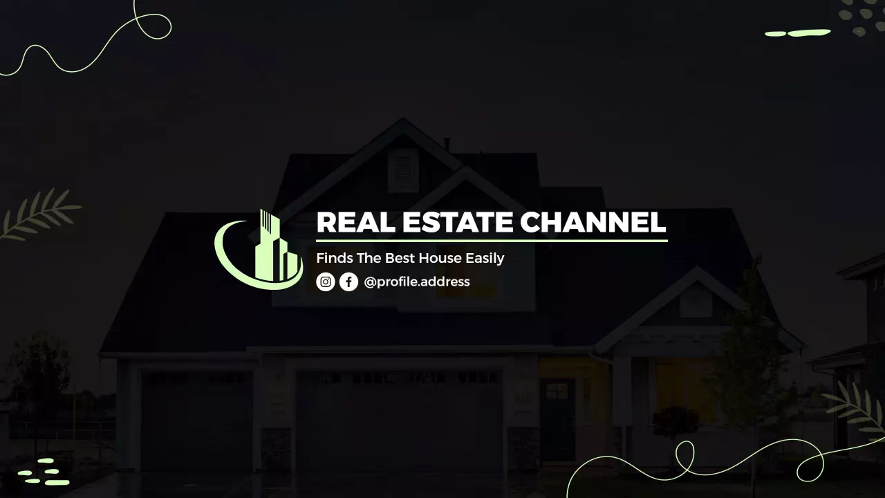 Modern Dark Real Estate Channel for Easy House Finding YouTube Banner Template
