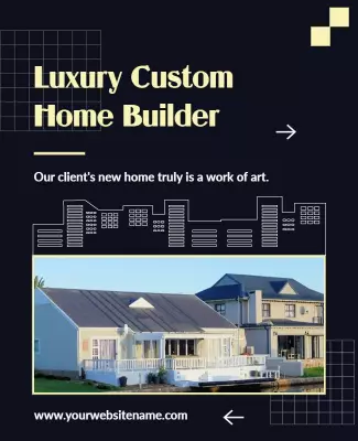 Modern Dark Theme Luxury Custom Home Builder Poster Template