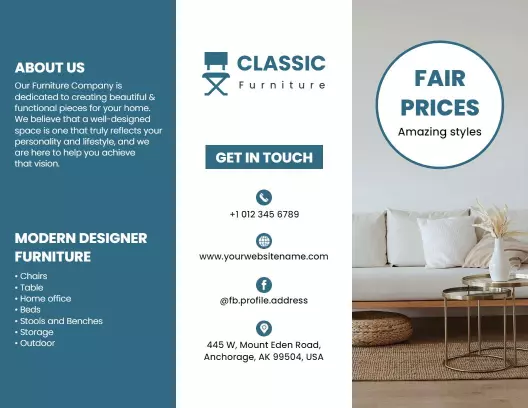 Modern Designer Furniture Collection Stylish Brochure Template