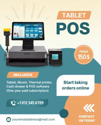 Modern Digital Tablet POS System Promotion Poster Template