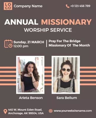 Modern Earthy Annual Missionary Worship Service Poster Template