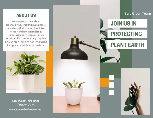 Modern Eco-Friendly Plant Care Commitment Tri Fold Brochure Template