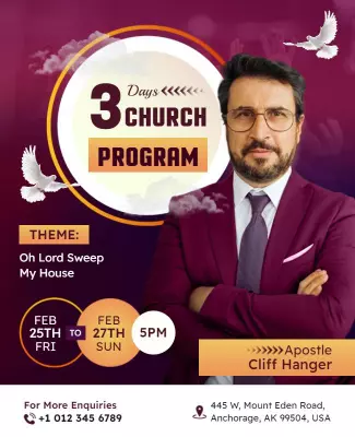 Modern Elegant Church Program with Dove Motif Poster Template