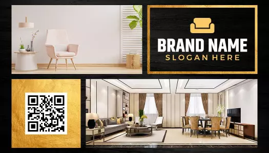 Modern Elegant Gold Minimalist Interior Design Business Card Template