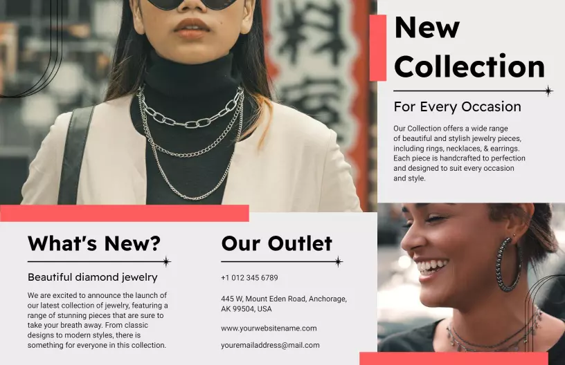 Modern Elegant Jewelry Collection and Accessory Brochure Template