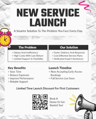 Modern Elegant New Service Launch Announcement Flyer Template