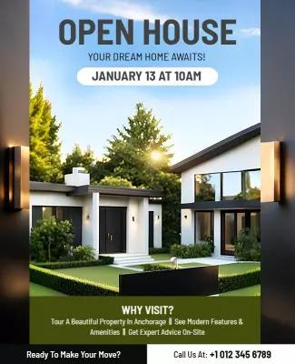 Modern Elegant Open House Dream Home Invitation Poster Template