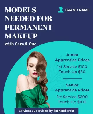 Modern Elegant Permanent Makeup Model Call Poster Template