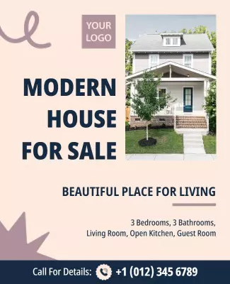 Modern Elegant Real Estate House for Sale Poster Template