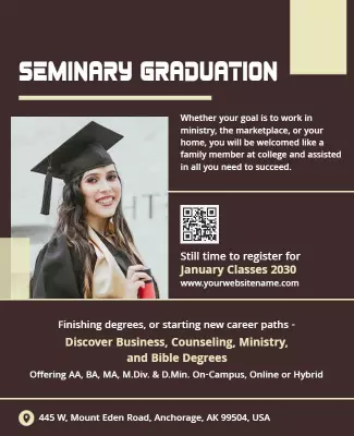 Modern Elegant Seminary Graduation Announcement Poster Template