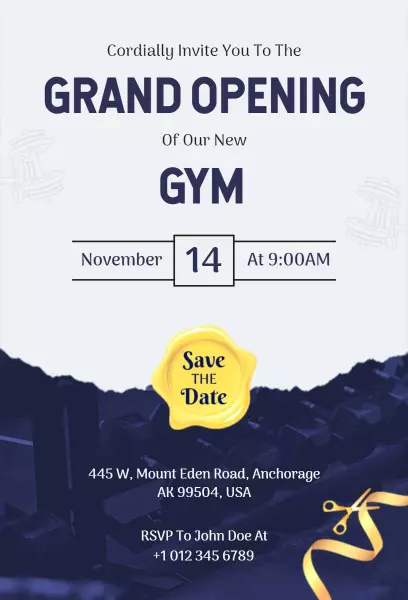 Modern Fitness Center Grand Opening Celebration Invitation Template