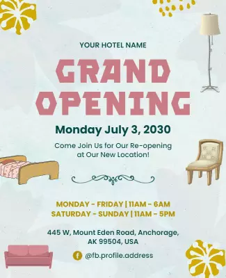 Modern Floral Theme Grand Opening Hotel Event Poster Template