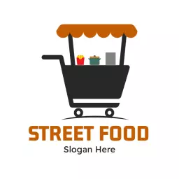 Modern Food Cart Design Showcasing Delicious Street Food Logo Template
